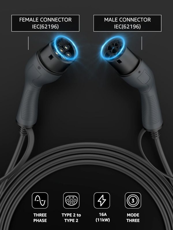 Câble de Recharge pour Voitures Électriques 11 kW Type 2 – Image 3